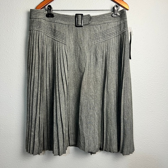 For The Republic Pleated Skirt Academia Career Workwear Office Herringbone 12 - Picture 1 of 10